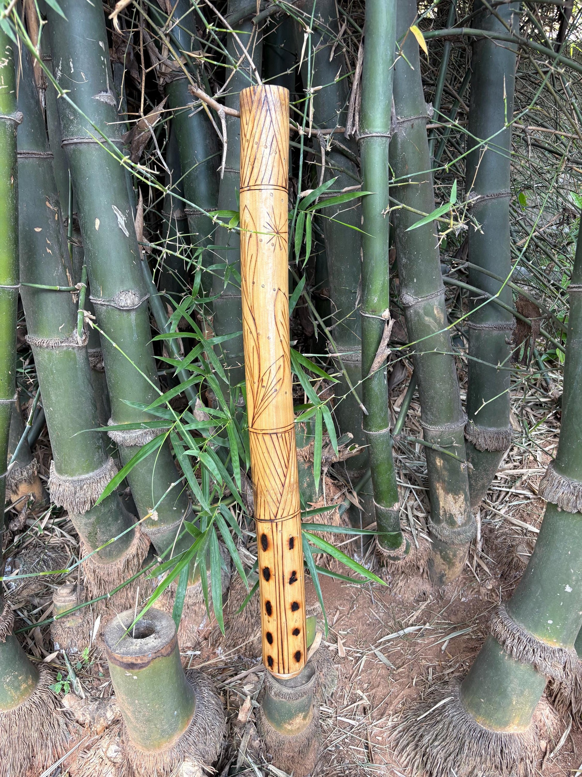 Handmade Bamboo Rainstick: Tribal Art Sound Instrument, Boho Decor (80Cm
