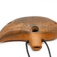 Ceramic Ocarina Journey of an Old Raven. Handmade Clay Flute with an Engraved Drawing of a Flying Raven in a Landscape.