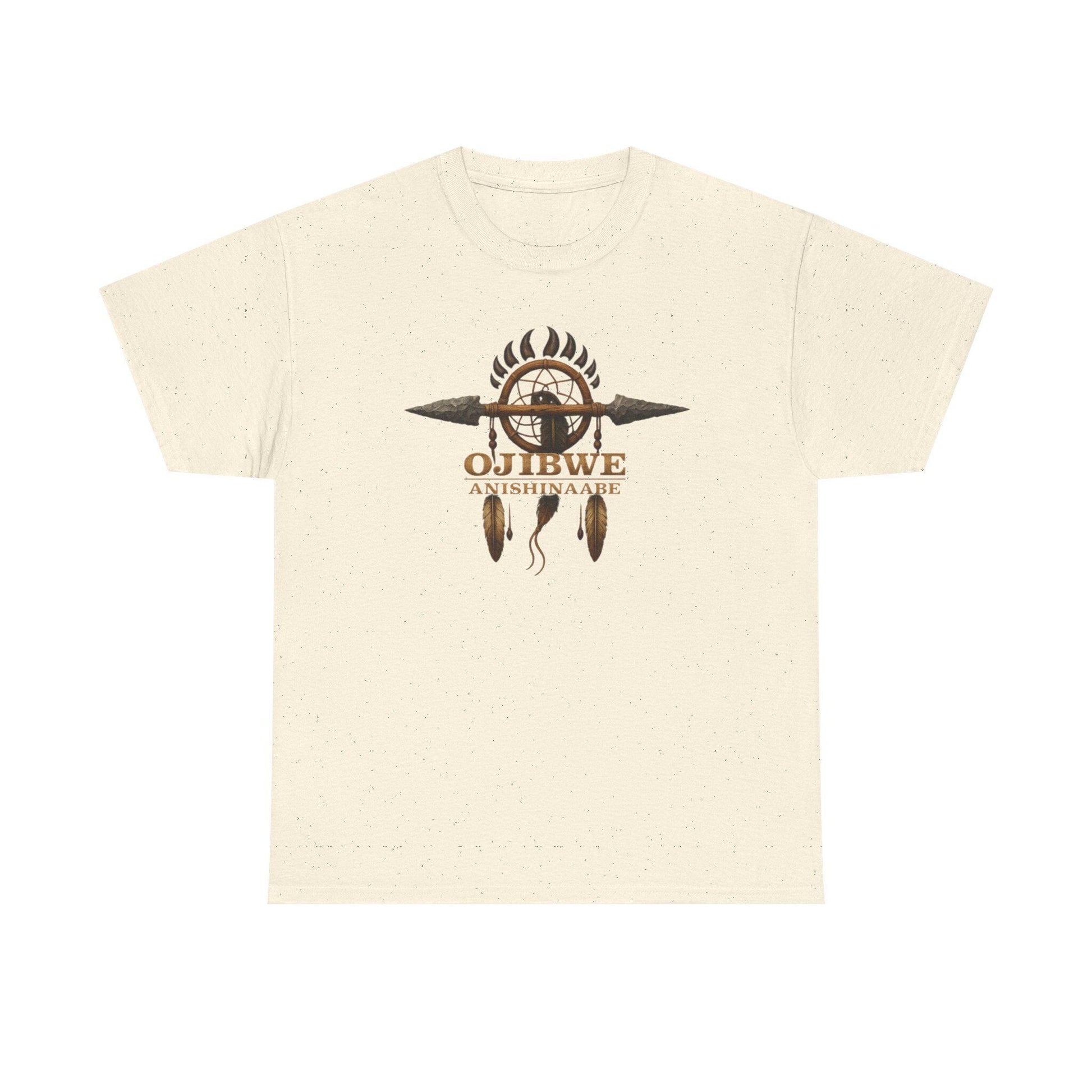 Ojibwe Anishinaabe Heritage Shirt | Indigenous Ancestry Tee | Native Culture Pride T-Shirt with Bear Paw & Feather Design Gift