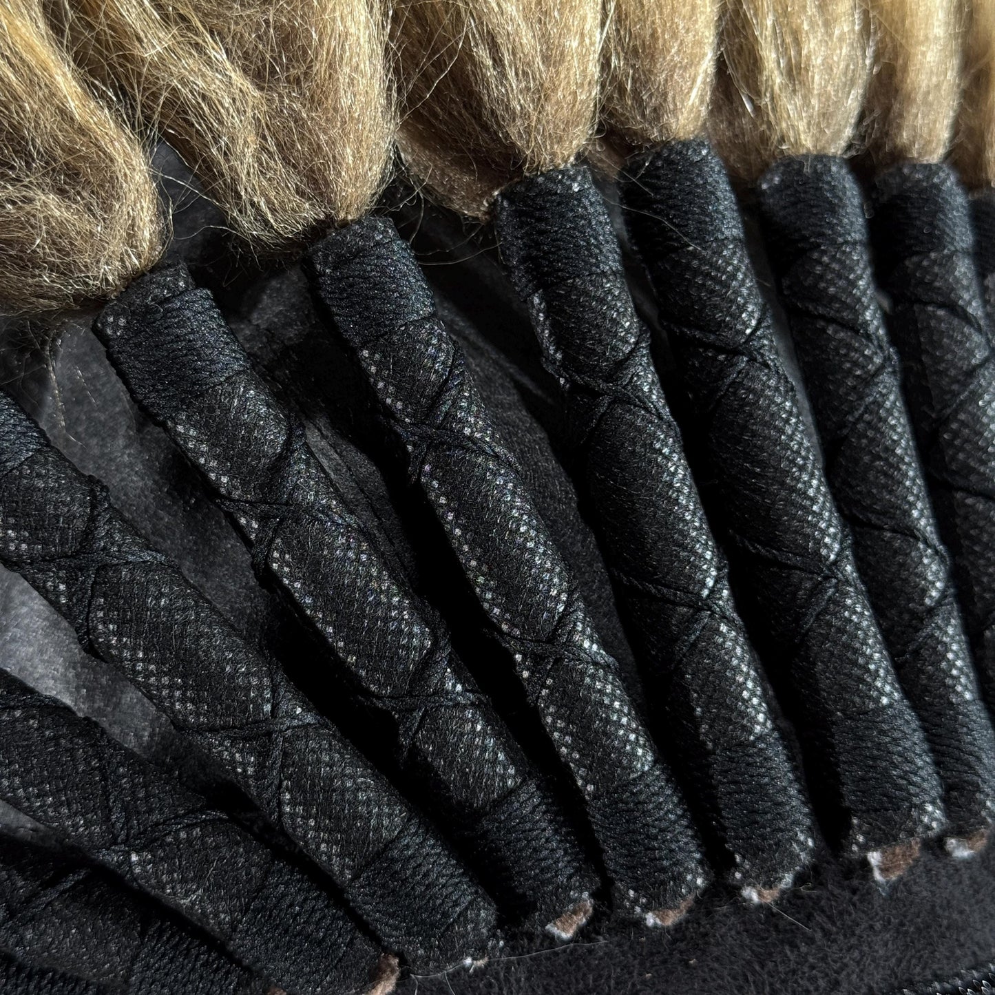 STAND INCLUDED - Stunning Black Tan Native American Indian Headdress War Bonnet | Short Length | Modern Tribal Art, Native Style Decor
