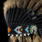 STAND INCLUDED - Stunning Black Tan Native American Indian Headdress War Bonnet | Short Length | Modern Tribal Art, Native Style Decor