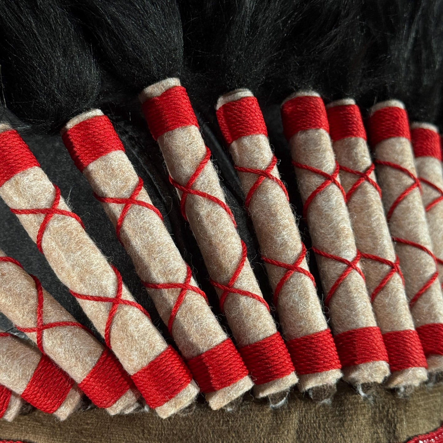 STAND INCLUDED - Stunning Red Pink & Black Native American Indian Headdress War Bonnet | Short Length |Modern Tribal Art, Native Style Decor