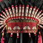 STAND INCLUDED - Stunning Red Pink & Black Native American Indian Headdress War Bonnet | Short Length |Modern Tribal Art, Native Style Decor