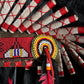 STAND INCLUDED - Stunning Red Pink & Black Native American Indian Headdress War Bonnet | Short Length |Modern Tribal Art, Native Style Decor