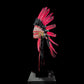 STAND INCLUDED - Stunning Red Pink & Black Native American Indian Headdress War Bonnet | Short Length |Modern Tribal Art, Native Style Decor