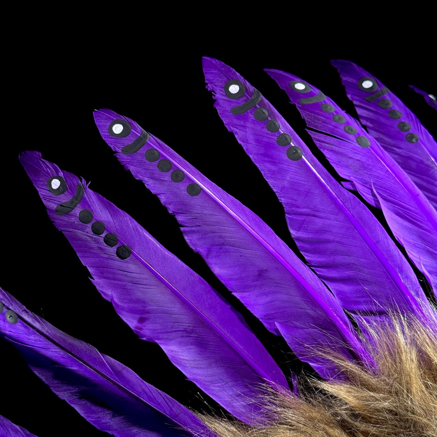 STAND INCLUDED - Stunning Purple Native American Indian Headdress War Bonnet | Short Length |Modern Tribal Art, Native Style Decor