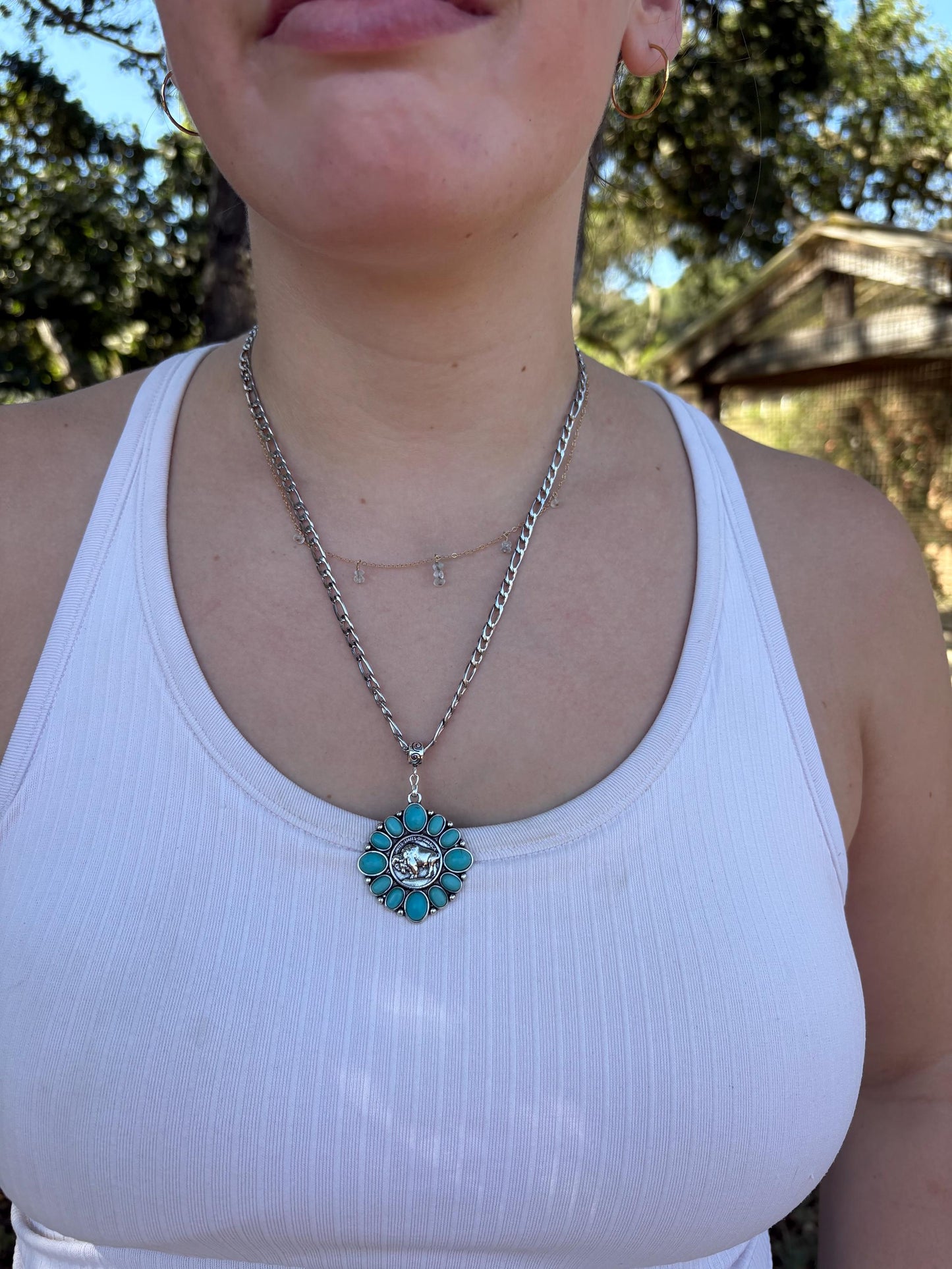 Western Turquoise Necklace | Buffalo Nickel | Cowboy Cowgirl | Man Necklace