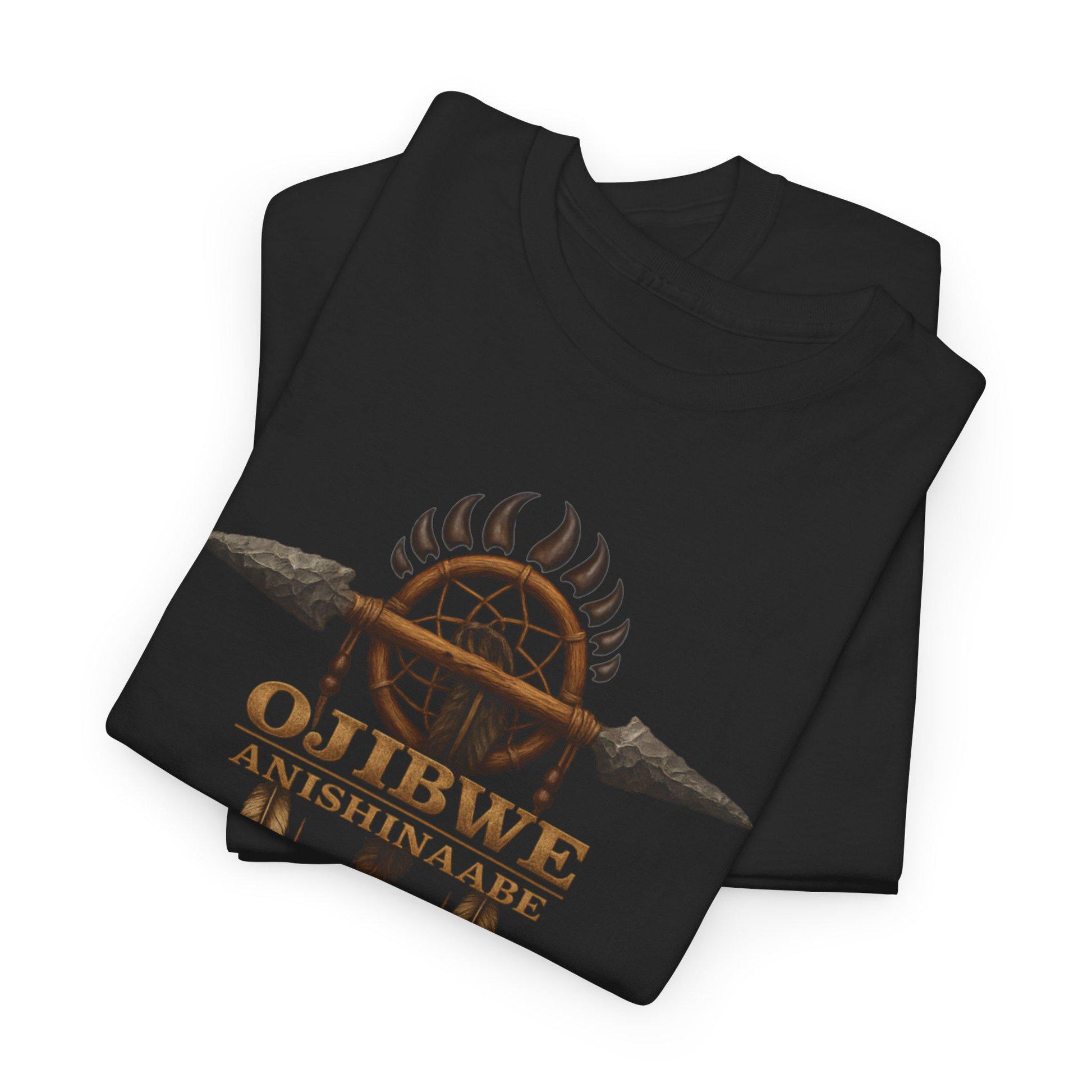 Ojibwe Anishinaabe Heritage Shirt | Indigenous Ancestry Tee | Native Culture Pride T-Shirt with Bear Paw & Feather Design Gift