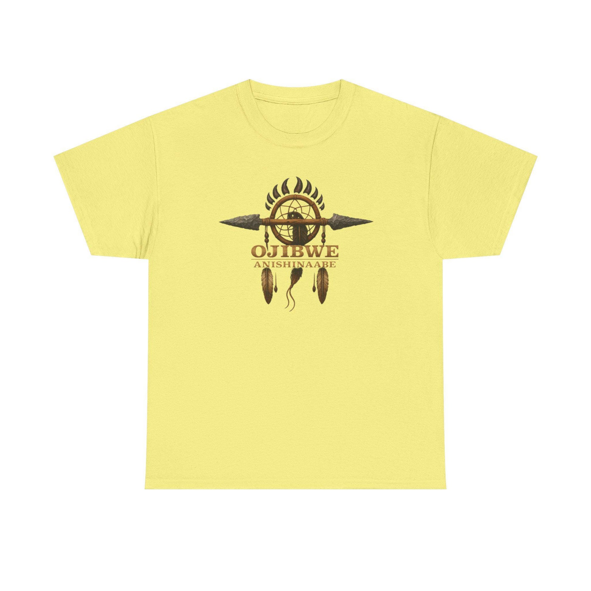 Ojibwe Anishinaabe Heritage Shirt | Indigenous Ancestry Tee | Native Culture Pride T-Shirt with Bear Paw & Feather Design Gift