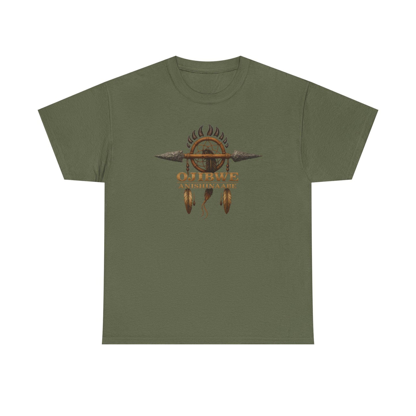 Ojibwe Anishinaabe Heritage Shirt | Indigenous Ancestry Tee | Native Culture Pride T-Shirt with Bear Paw & Feather Design Gift