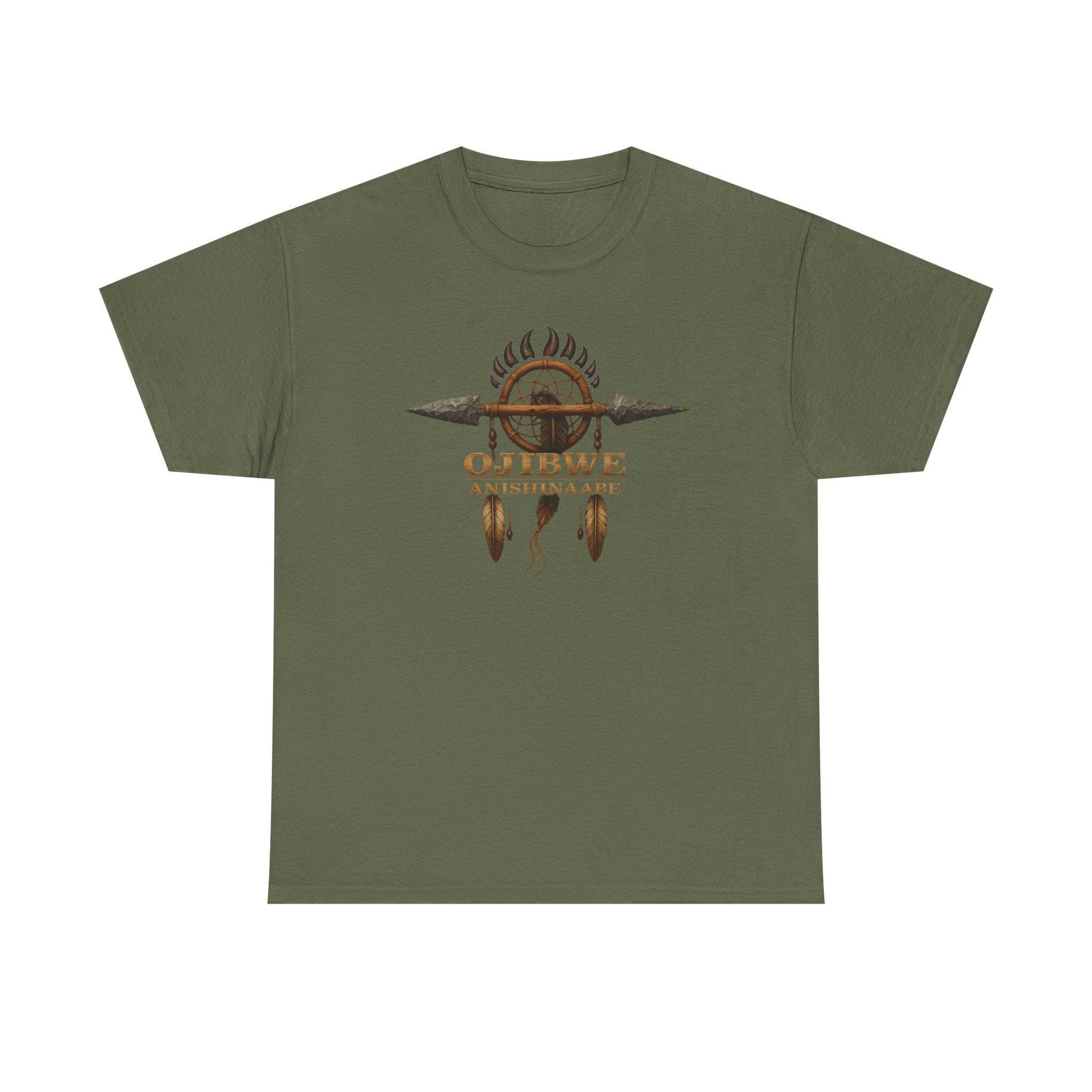 Ojibwe Anishinaabe Heritage Shirt | Indigenous Ancestry Tee | Native Culture Pride T-Shirt with Bear Paw & Feather Design Gift