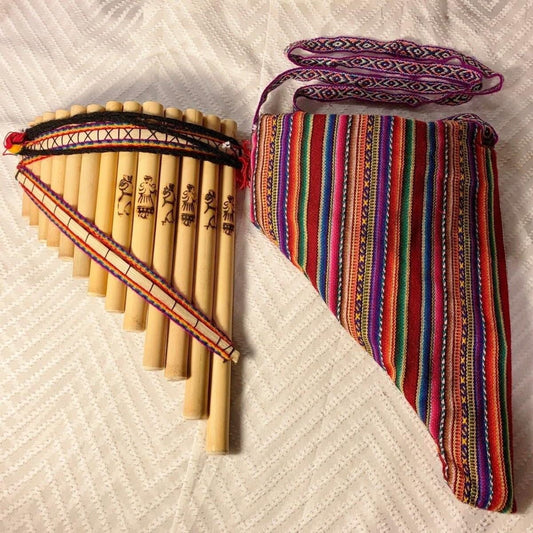 Handmade Peruvian Bamboo Pan Flute: 13-Pipe Left-Handed Instrument