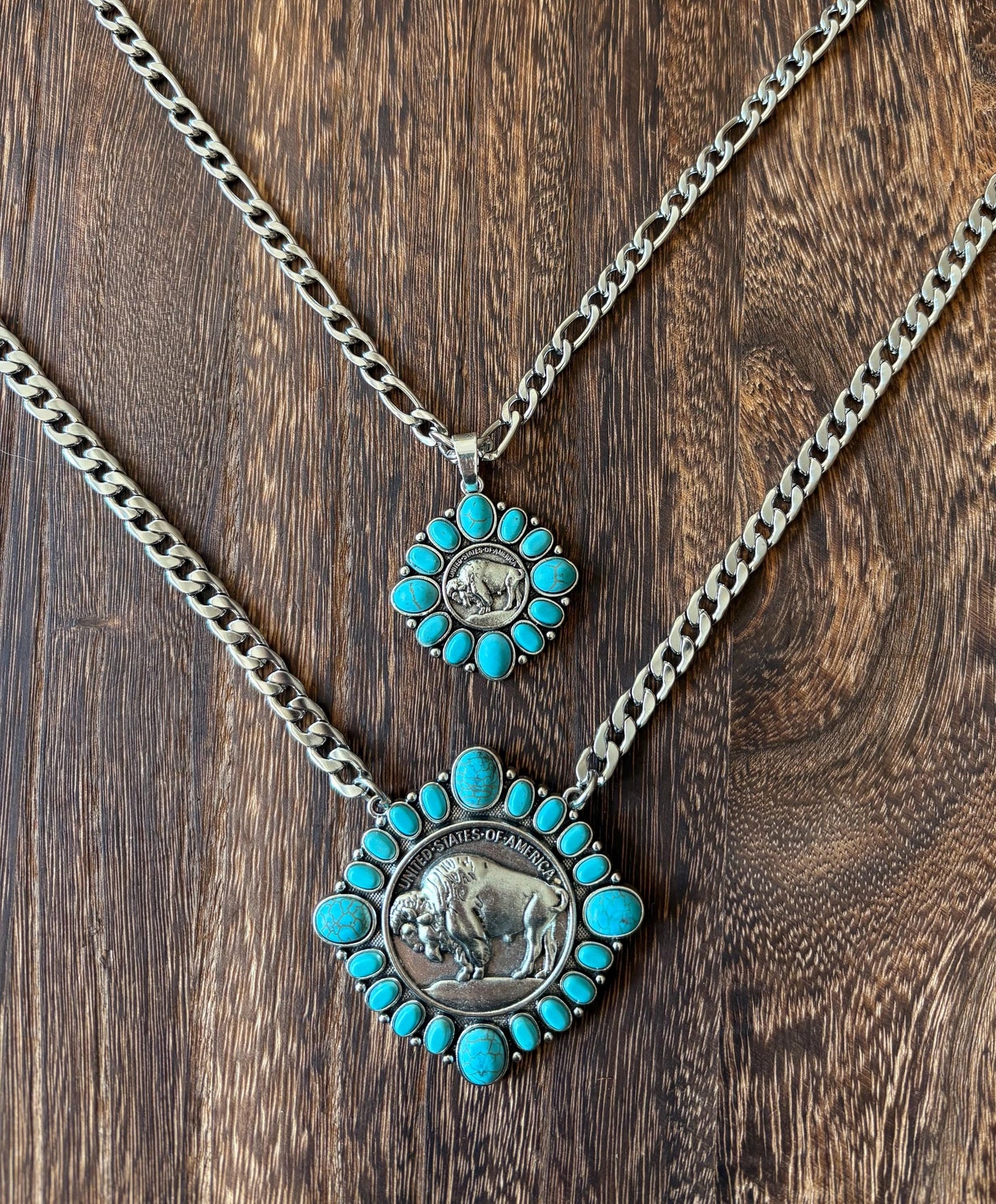 Western Turquoise Necklace | Buffalo Nickel | Cowboy Cowgirl | Man Necklace
