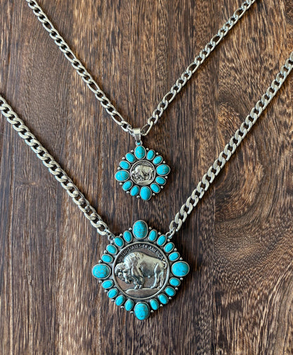 Western Turquoise Necklace | Buffalo Nickel | Cowboy Cowgirl | Man Necklace