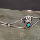 Vintage Native American Sterling Silver and Turquoise Bear Paw Cuff Bracelet 6 1/4" Signed L