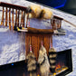 A Powerful Native Ceremonial Indian Fox Bow and Arrow Set Made by Enrolled Member of the Cherokee Tribe 68” with 5 Arrows and Quiver