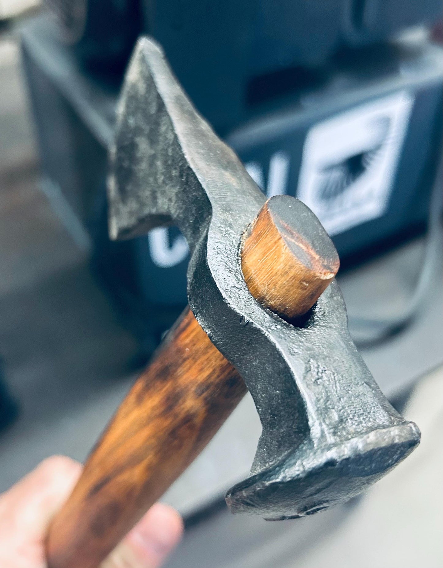 Hand Forged Railroad Spike Tomahawk with Leather Sheath