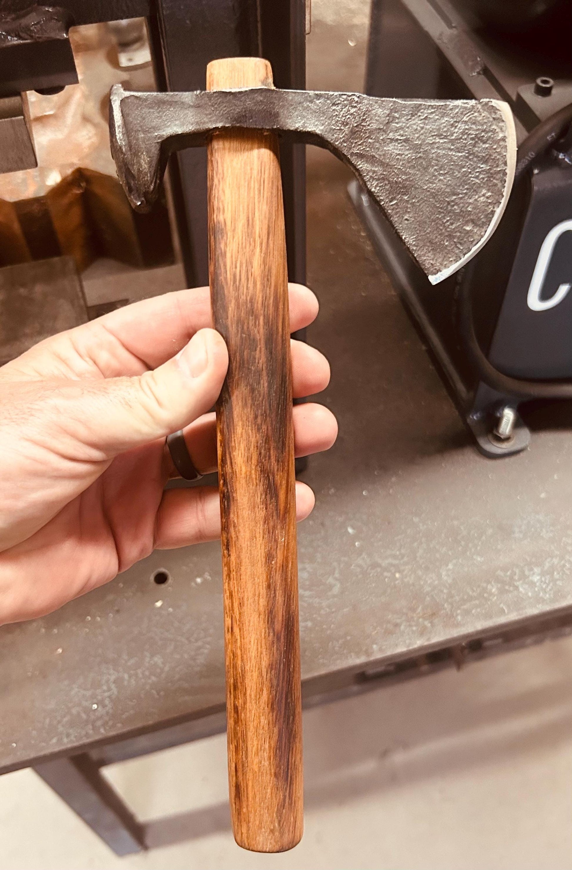 Hand Forged Railroad Spike Tomahawk with Leather Sheath