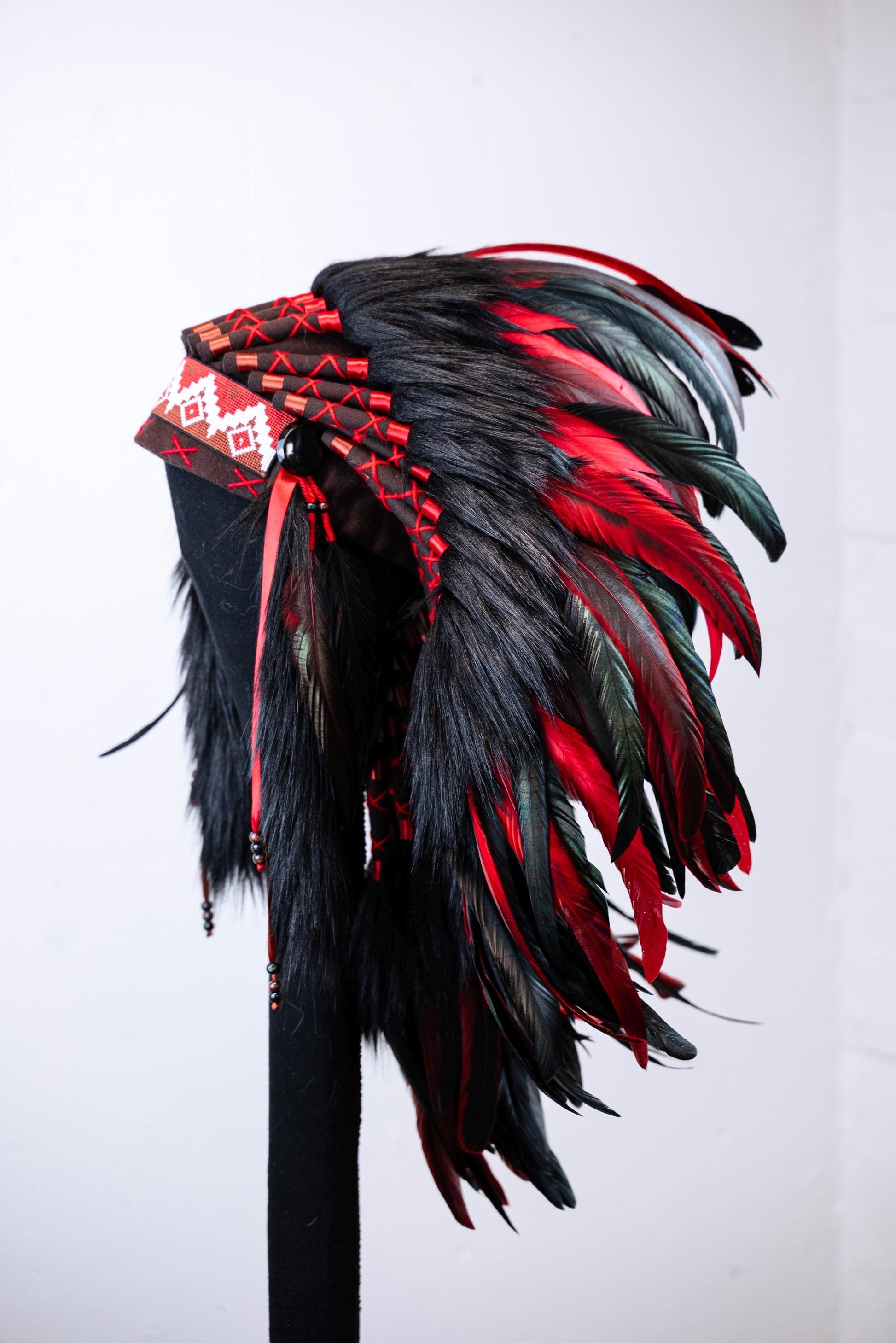 READY to SHIP Authentic Indian Headdress – Feathered Native American Inspired Costume Headpiece for Halloween Party