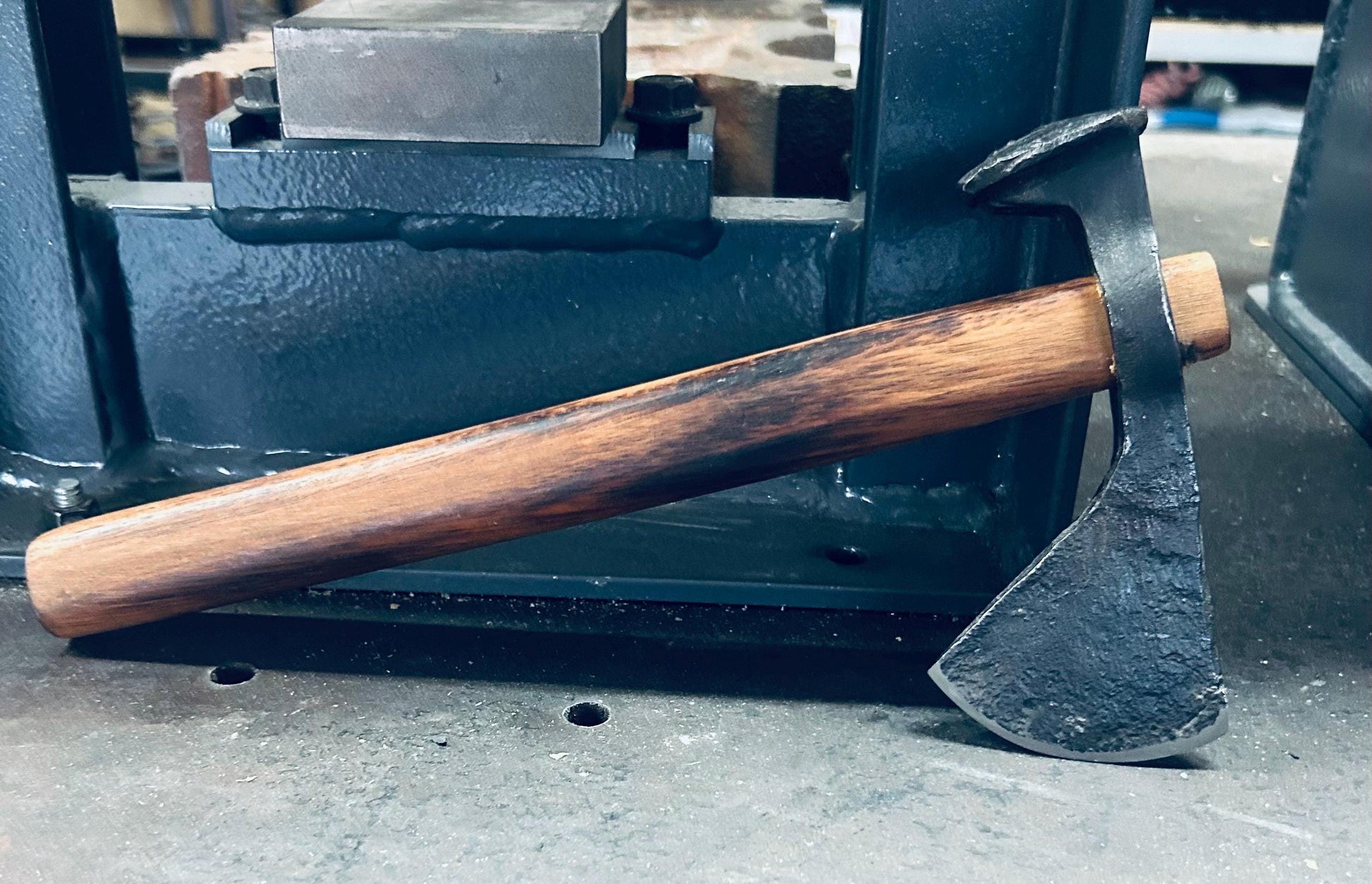 Hand Forged Railroad Spike Tomahawk with Leather Sheath