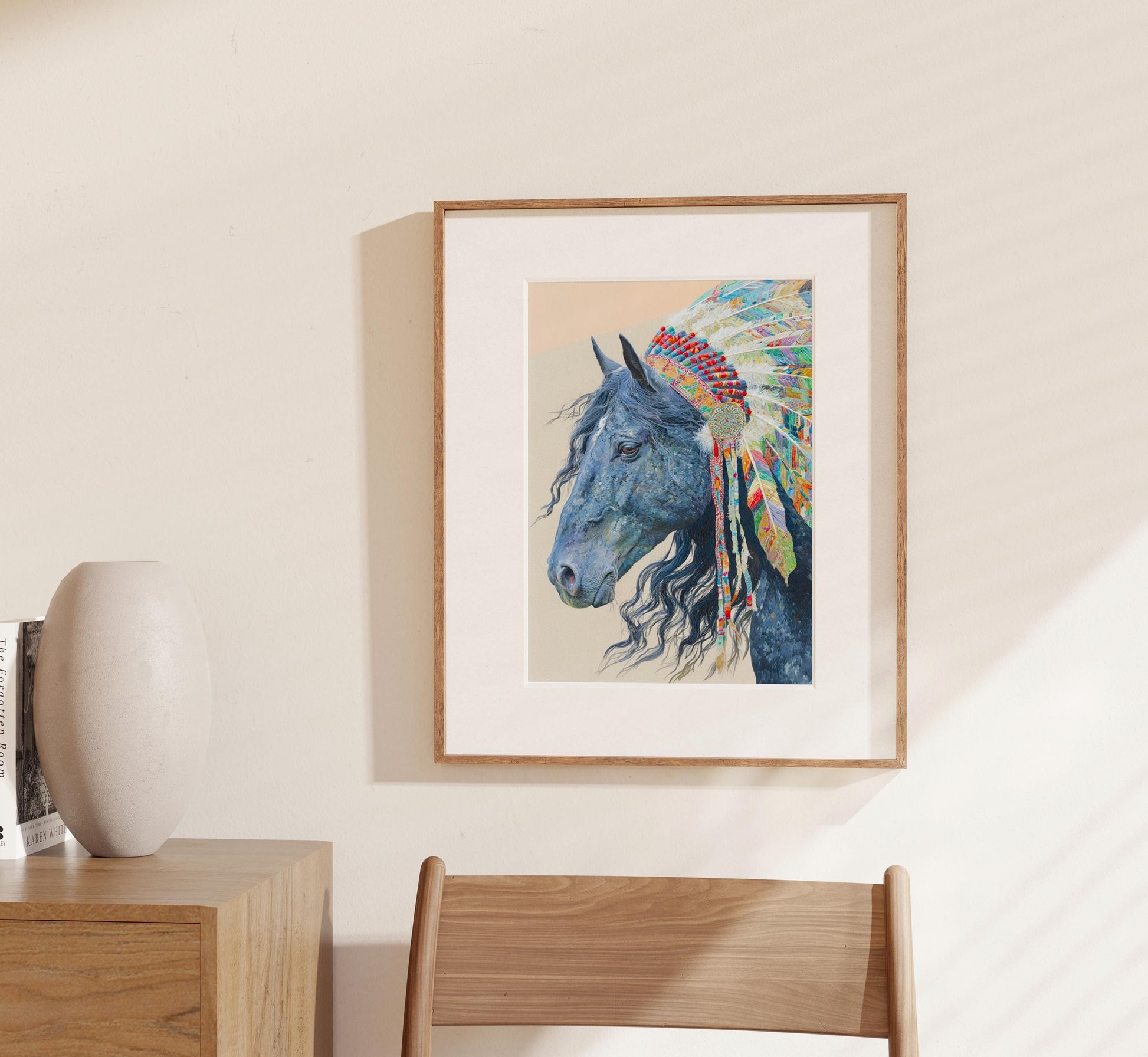 Native American Mustang Horse, Horse Art Portrait, Native America, Native Indian Art, Native American Wall Art, Oklahoma Art