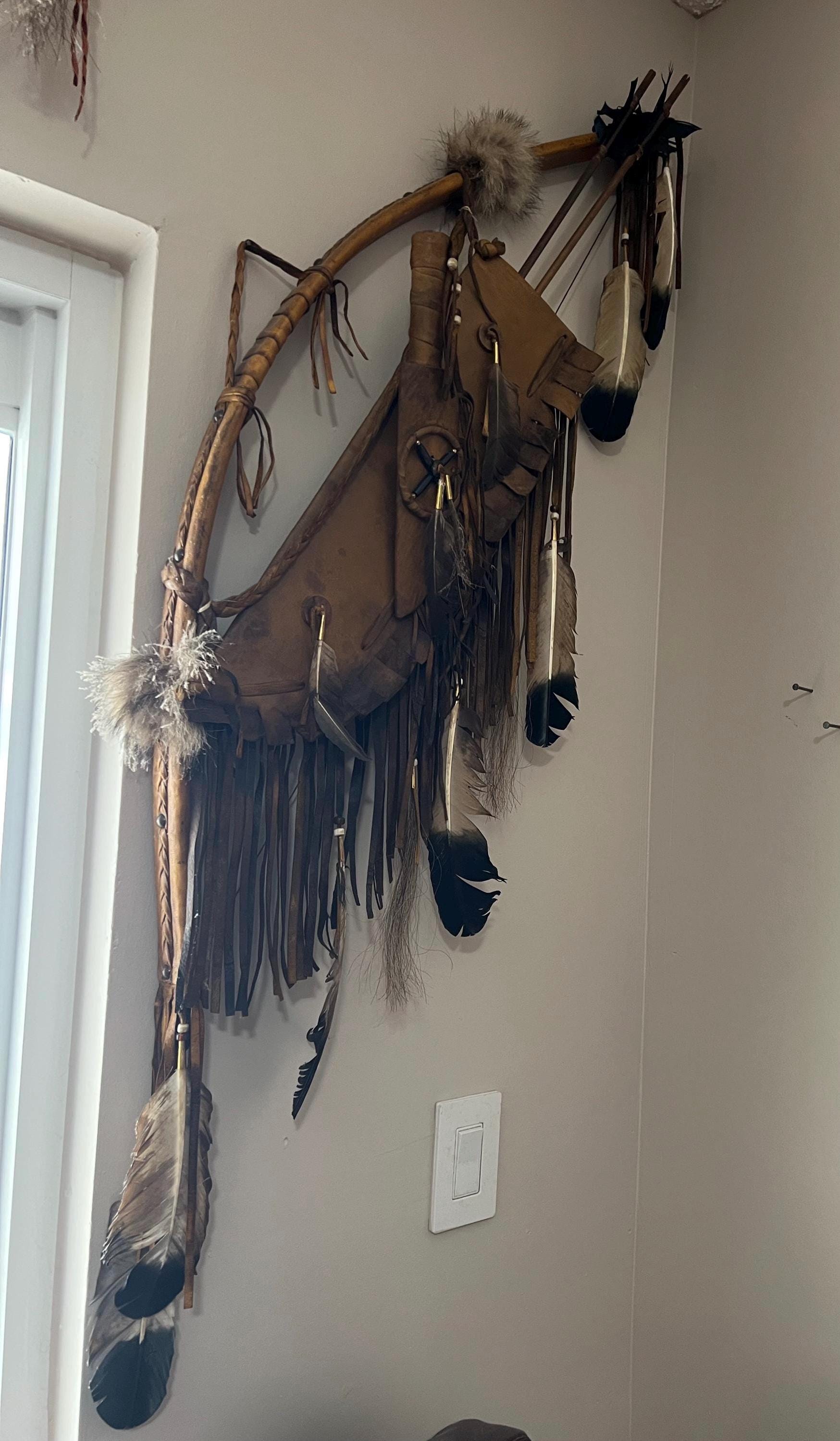 Native American Style Bow and Quiver Wall Hanging: Southwestern Rustic Decor