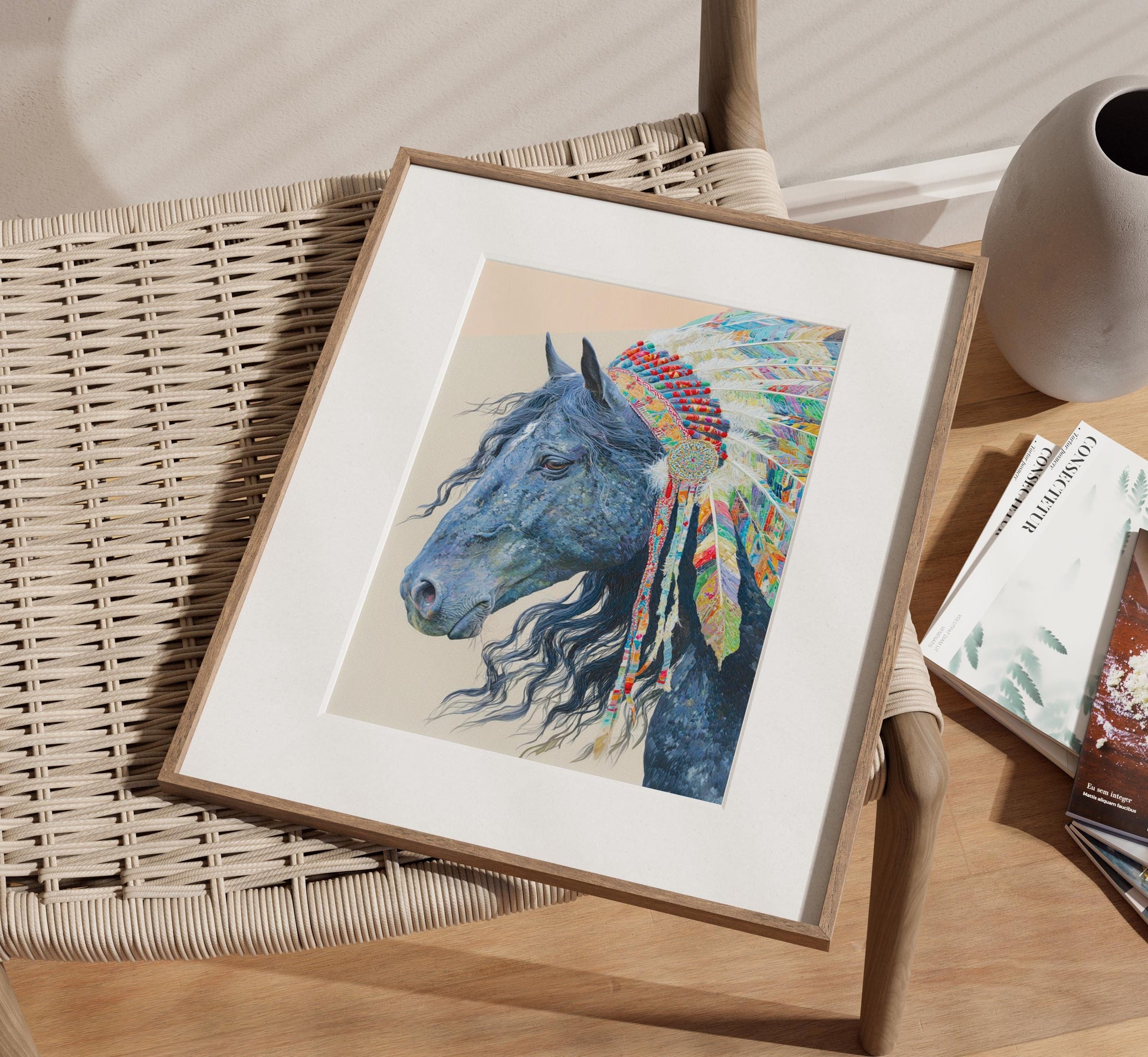 Native American Mustang Horse, Horse Art Portrait, Native America, Native Indian Art, Native American Wall Art, Oklahoma Art