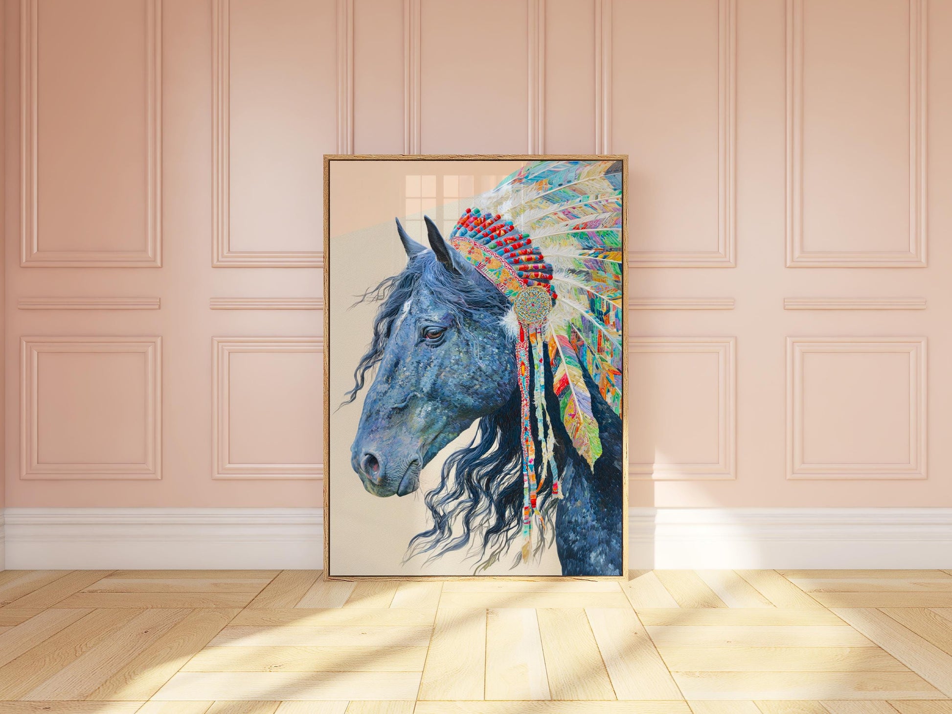Native American Mustang Horse, Horse Art Portrait, Native America, Native Indian Art, Native American Wall Art, Oklahoma Art