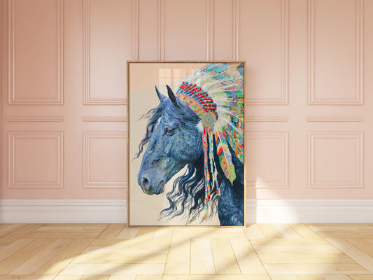 Native American Mustang Horse, Horse Art Portrait, Native America, Native Indian Art, Native American Wall Art, Oklahoma Art